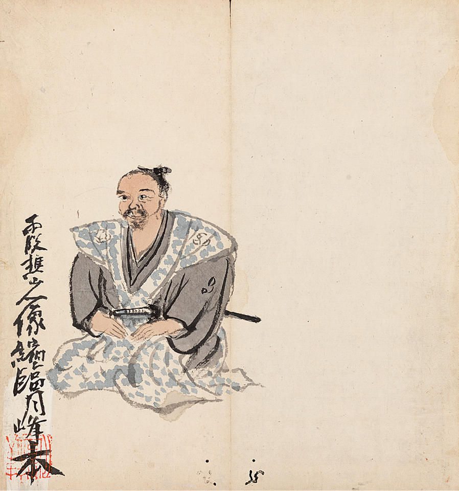 Portrait of Taiga (大雅) and His Calligraphies in Seal and Grass Styles copied by Tomioka Tessai
