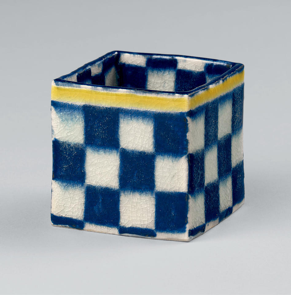 Sake cup with checkerboard design in the style of Ogata Kenzan (尾形乾山; 1663–1743)