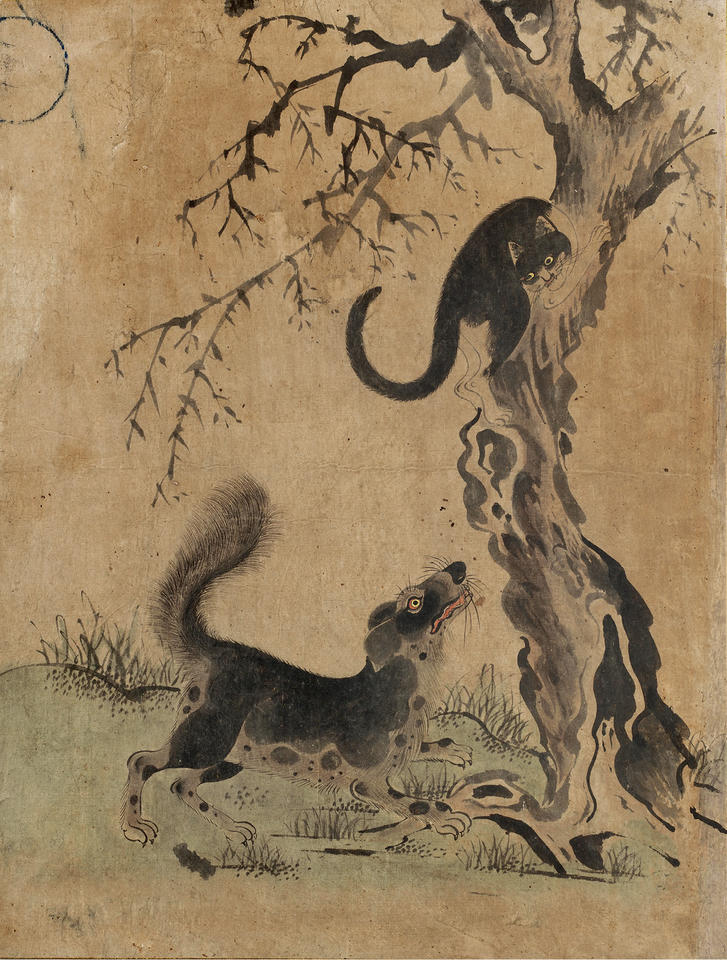 Dog Treeing a Cat