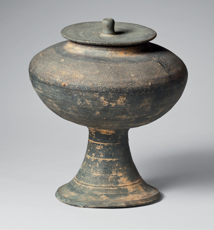Lidded bowl with tall base